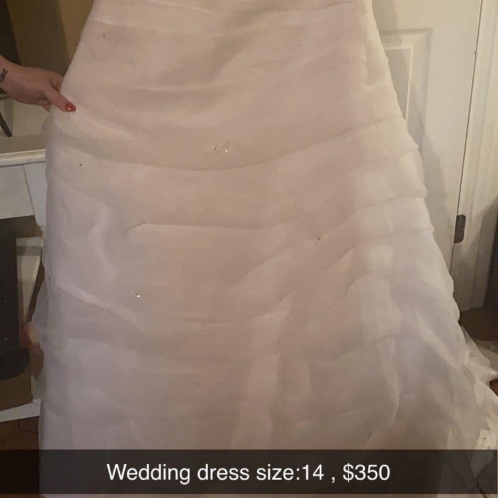 David's Bridal White Layered Wedding Dress